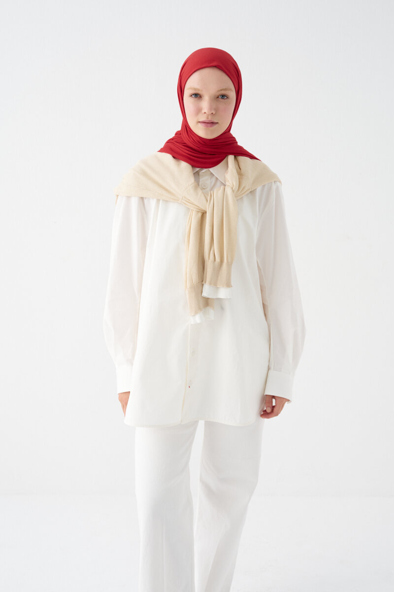 Bambu Penye Şal - Kırmızı - 2