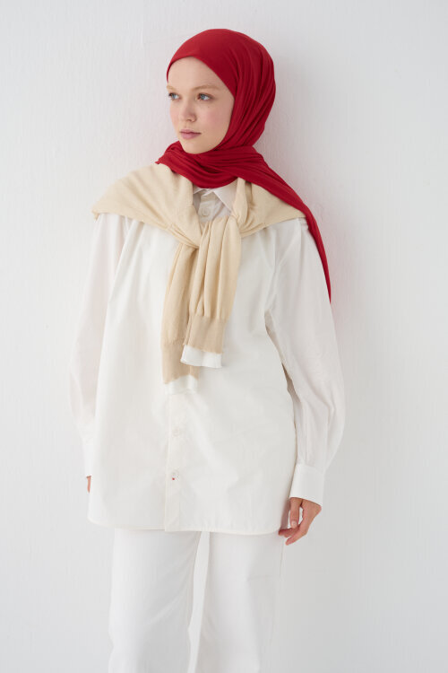 Bambu Penye Şal - Kırmızı - Camellia Scarfs