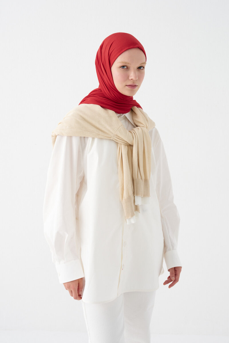 Bambu Penye Şal - Kırmızı - 3