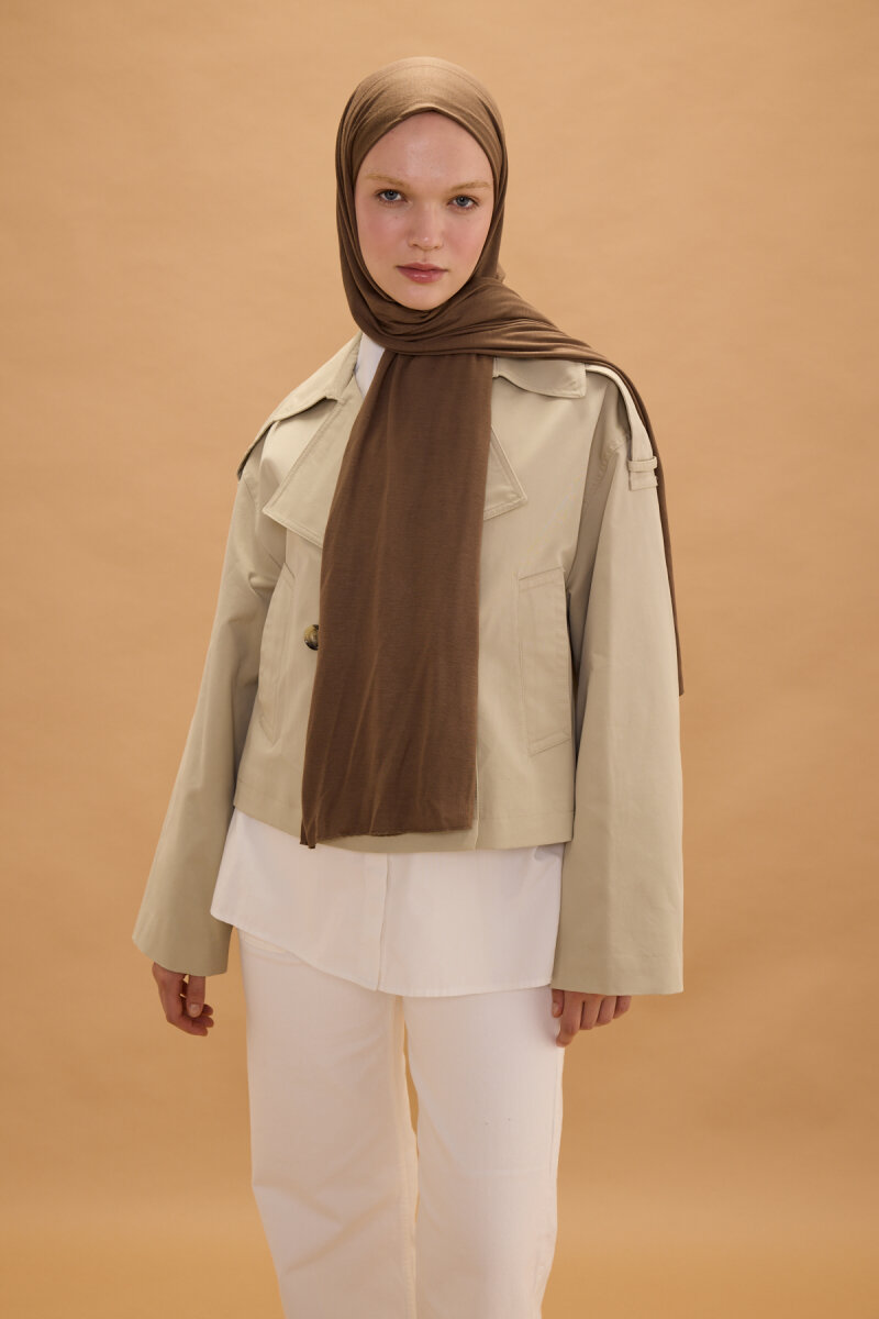 Bambu Penye Şal - Vizon - 1