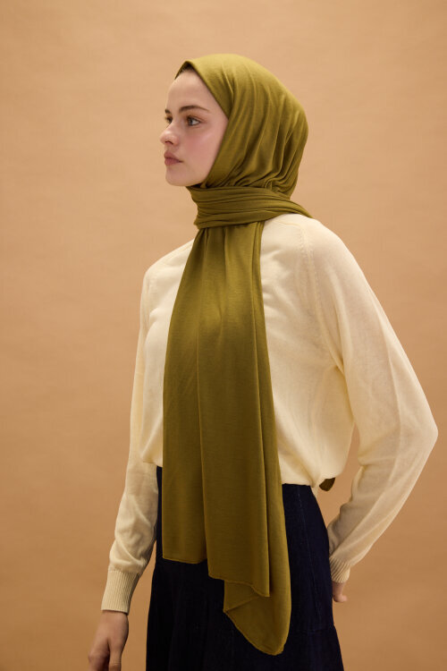 Bambu Penye Şal - Yağ Yeşili - Camellia Scarfs (1)