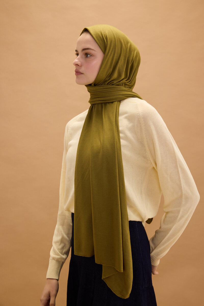 Bambu Penye Şal - Yağ Yeşili - 2