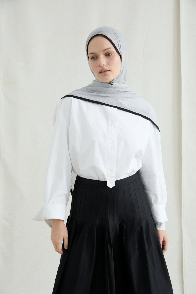 Biyeli Müslin Şal - Gri - 3