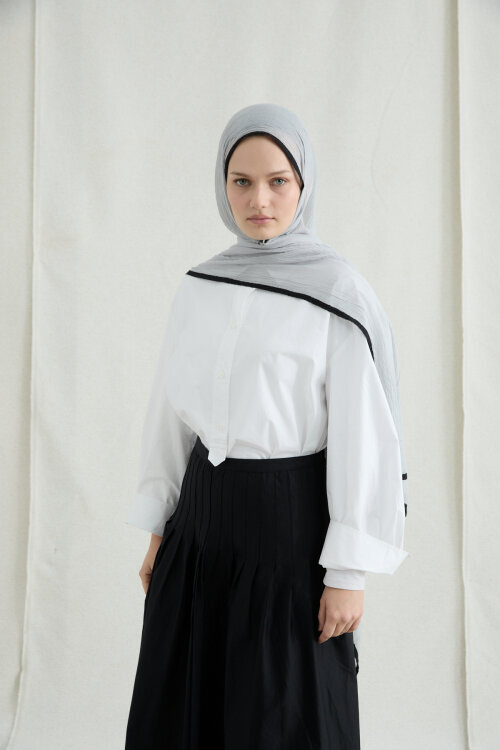 Biyeli Müslin Şal - Gri - Camellia Scarfs