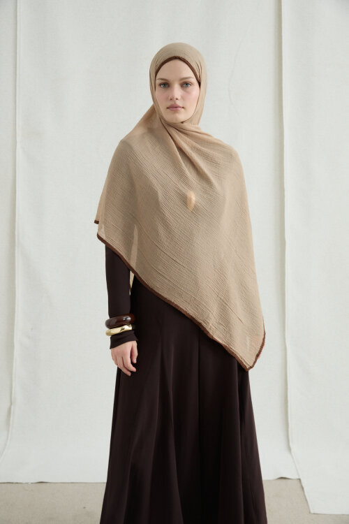 Biyeli Müslin Şal - Karamel - Camellia Scarfs