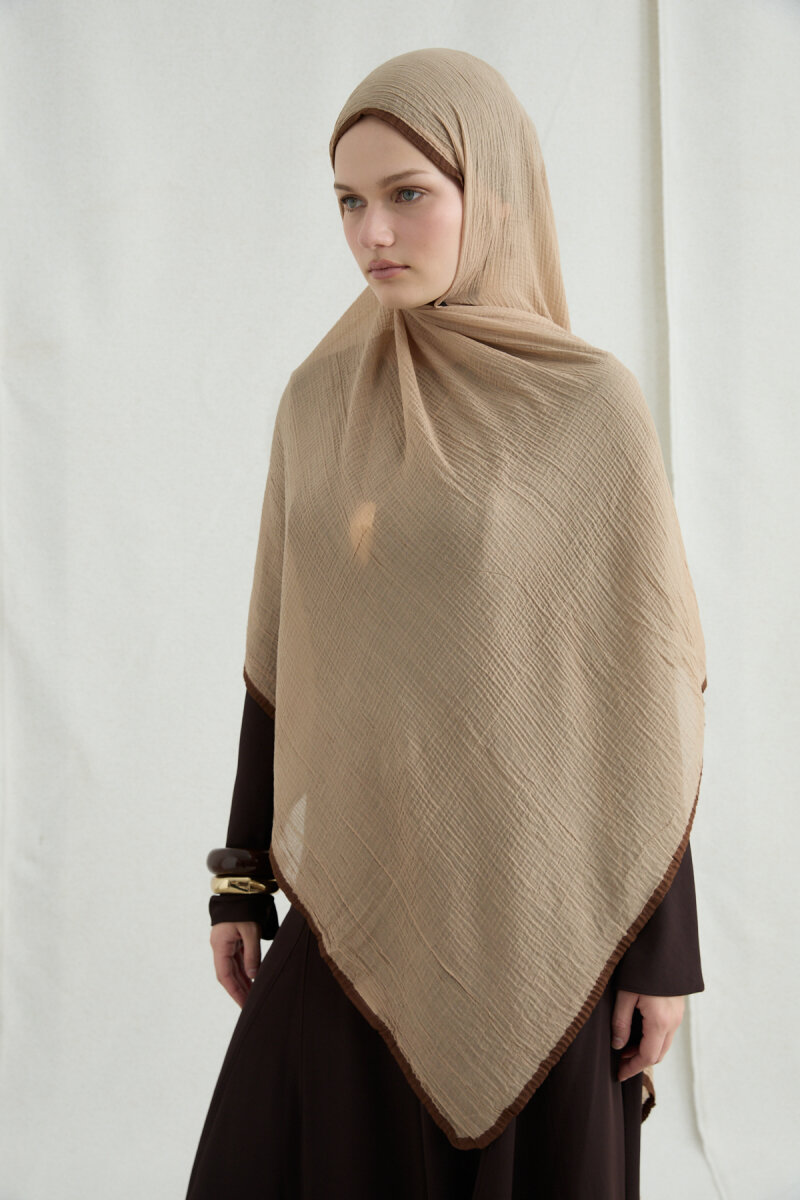 Biyeli Müslin Şal - Karamel - 2