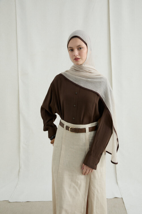 Biyeli Müslin Şal - Krem - Camellia Scarfs