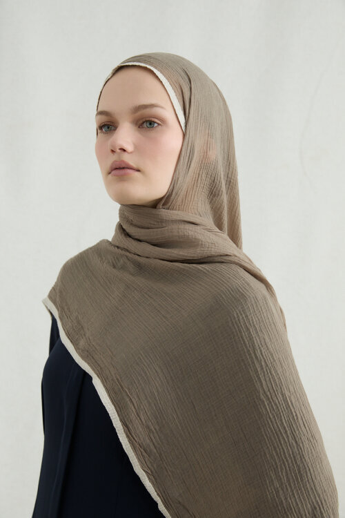 Biyeli Müslin Şal - Kum - Camellia Scarfs (1)