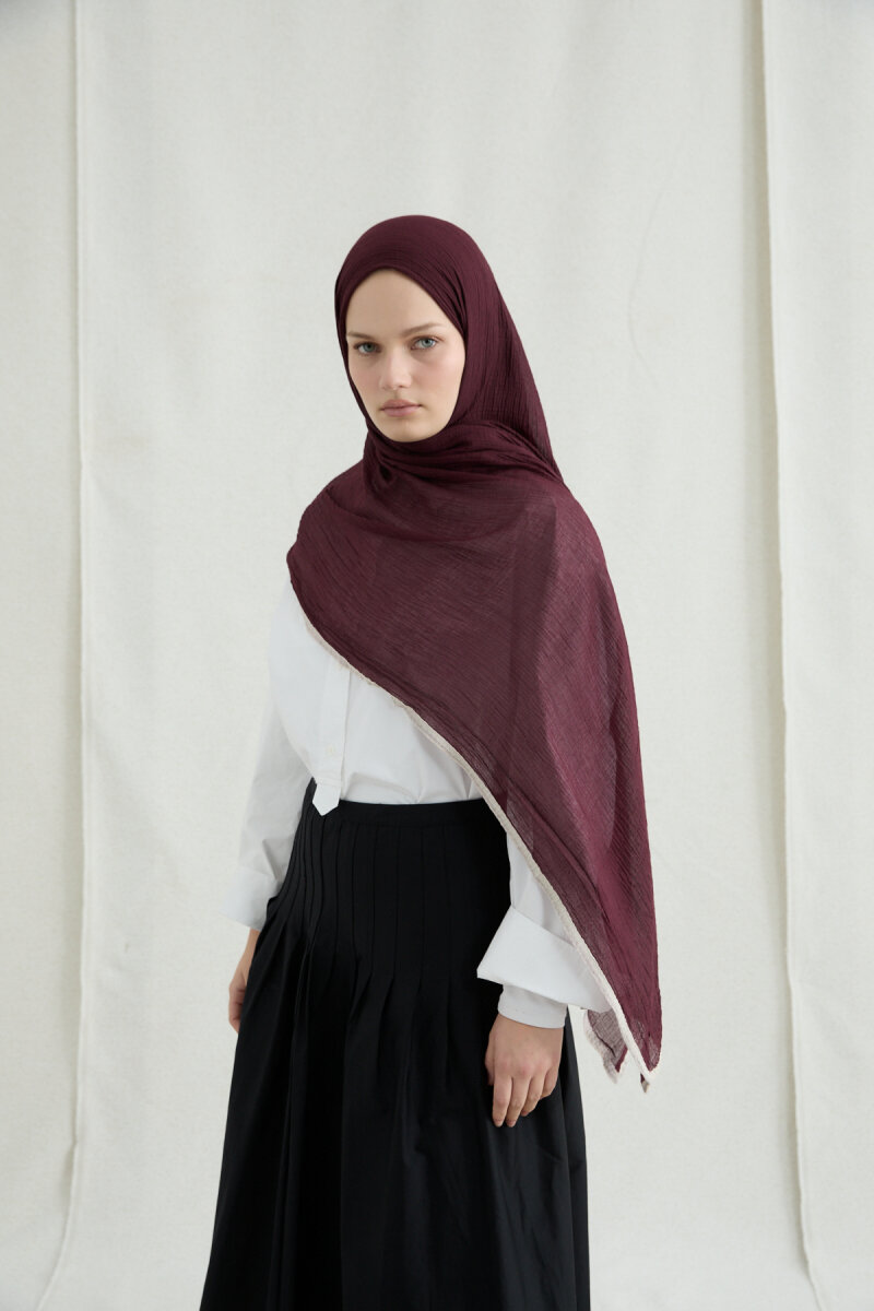 Biyeli Müslin Şal - Vişne - 1