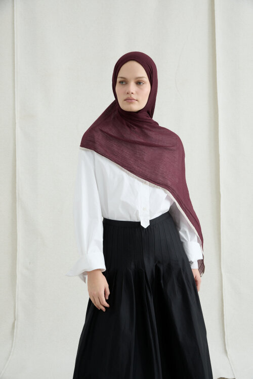 Biyeli Müslin Şal - Vişne - Camellia Scarfs (1)