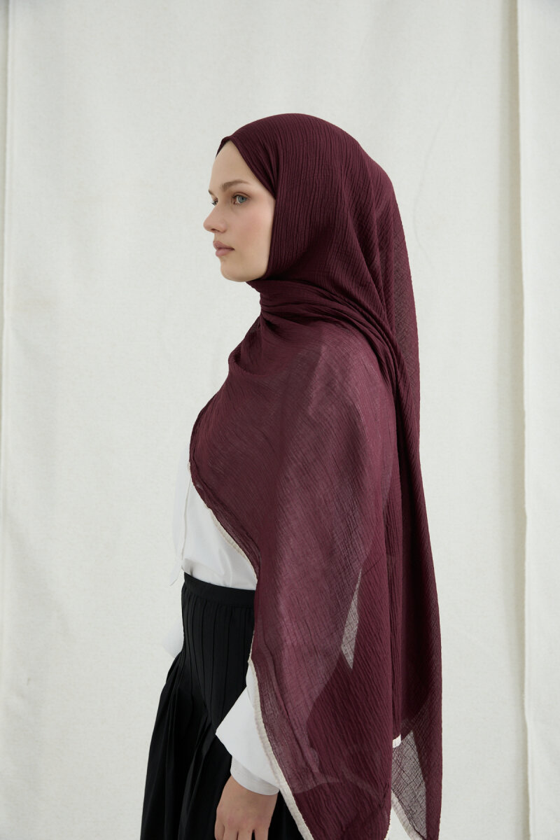 Biyeli Müslin Şal - Vişne - 3