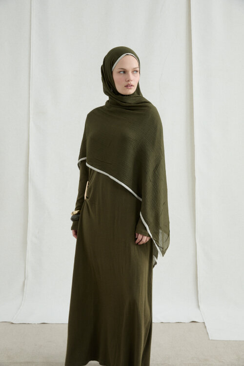 Biyeli Müslin Şal - Yeşil - Camellia Scarfs