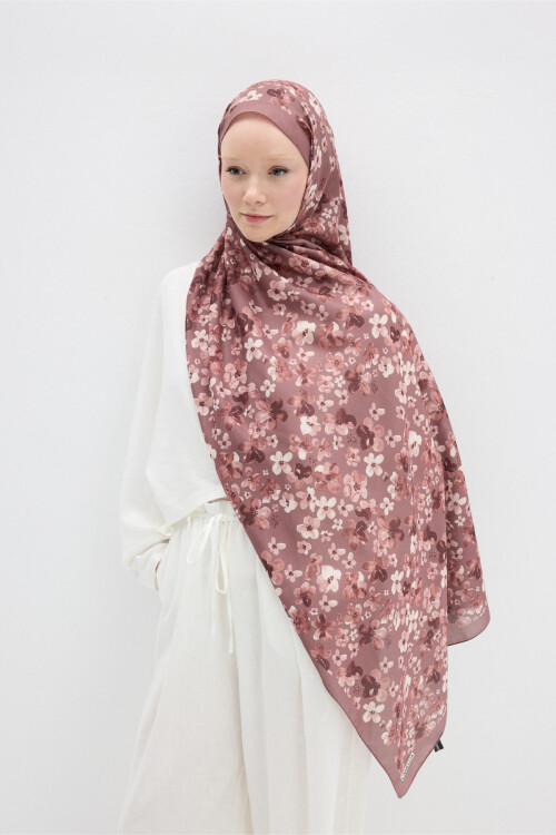 Blom Desen Soft Şal - Gül Kurusu - Camellia Scarfs