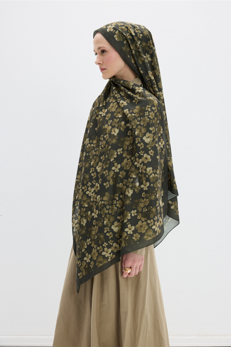 Blom Desen Soft Şal - Haki - 3