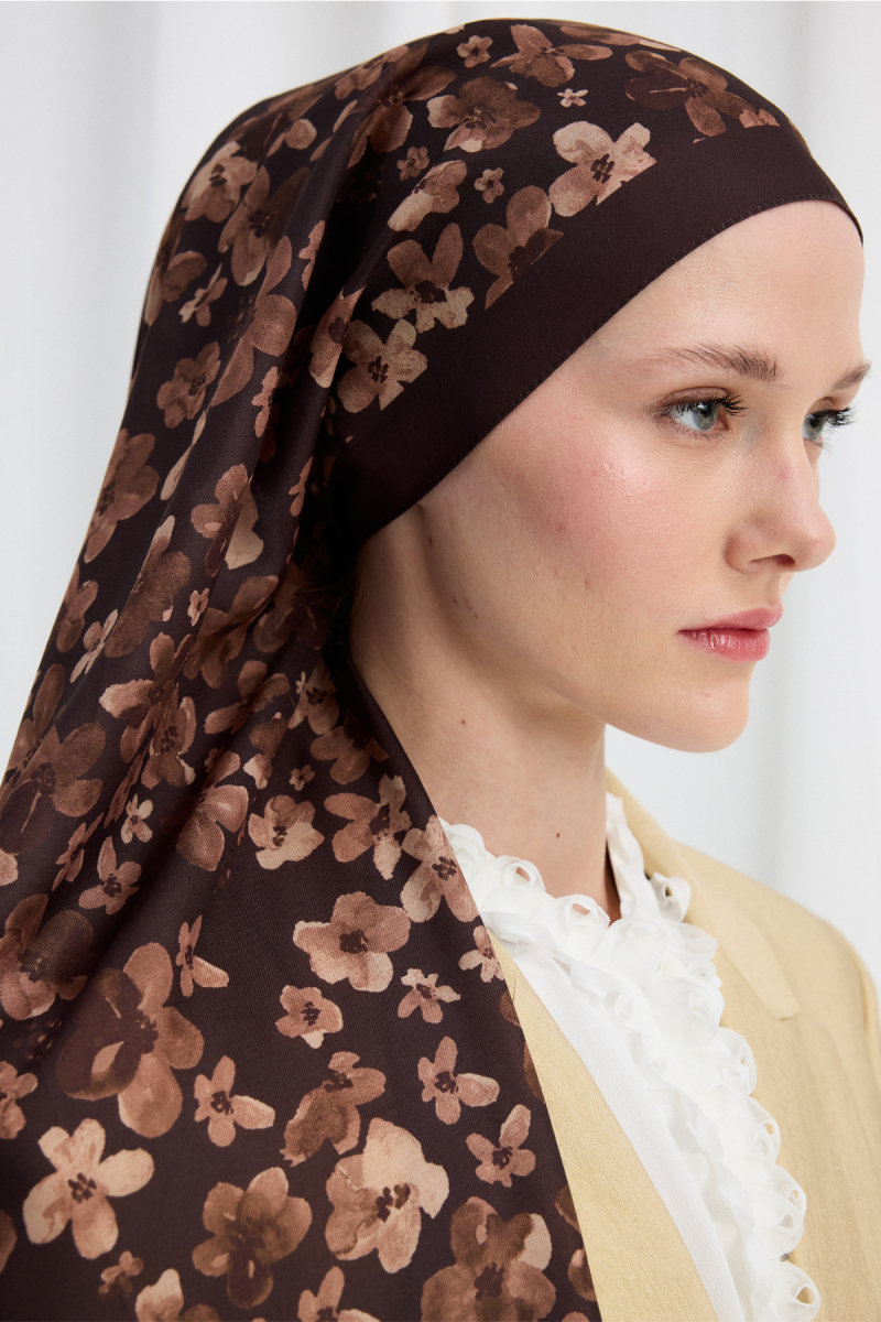 Blom Desen Soft Şal - Kahve - 4