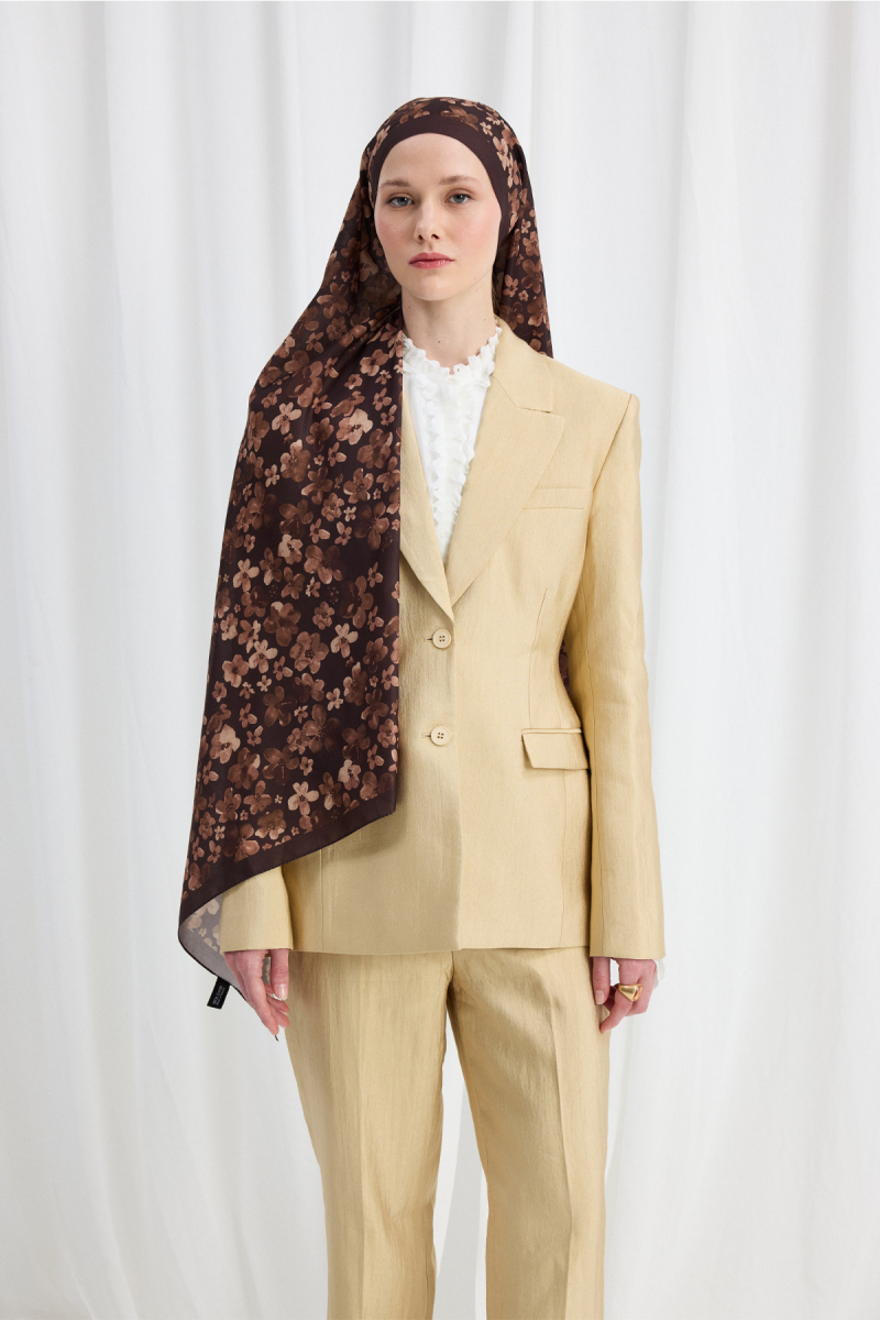 Blom Desen Soft Şal - Kahve - 2