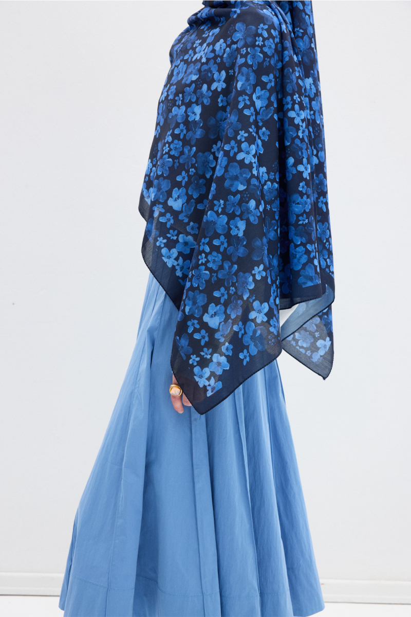 Blom Desen Soft Şal - Lacivert - 4