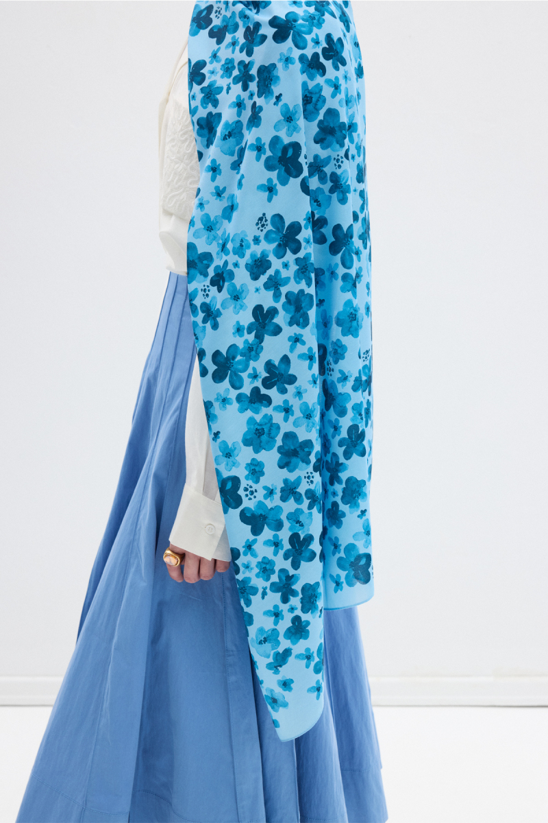 Blom Desen Soft Şal - Mavi - 4