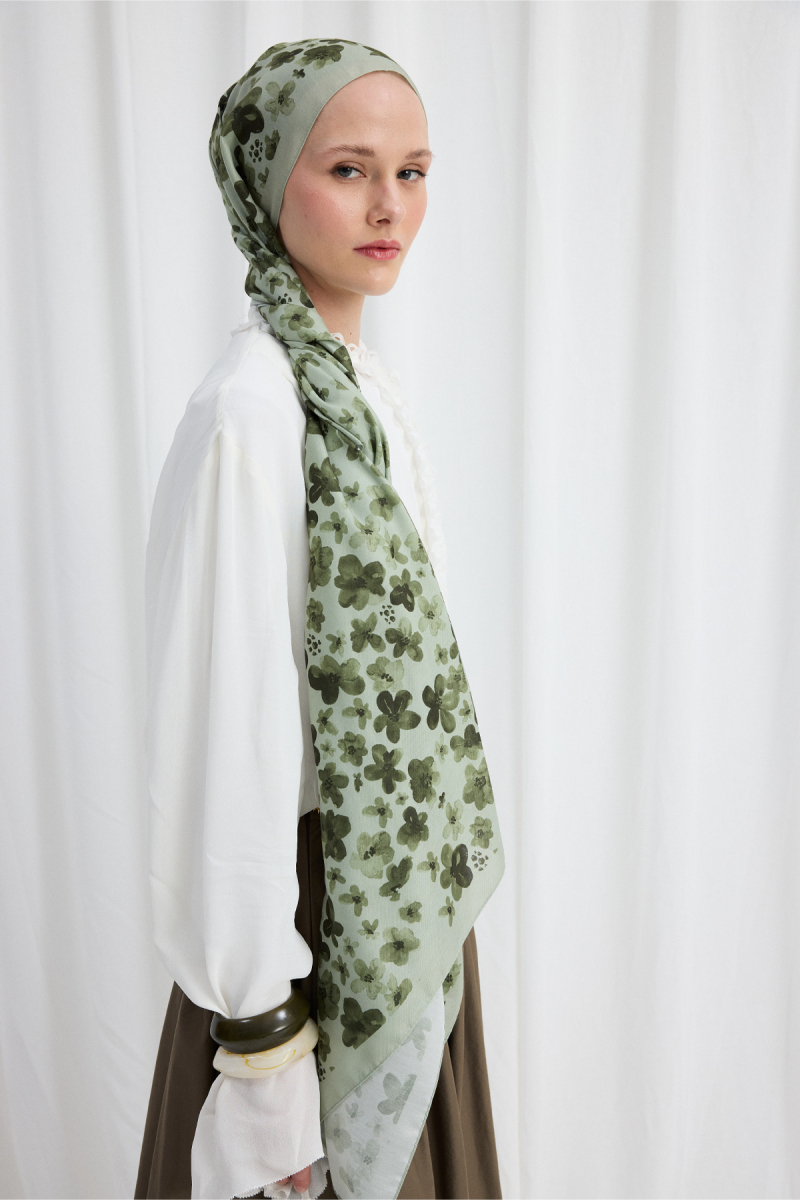 Blom Desen Soft Şal - Mint - 3