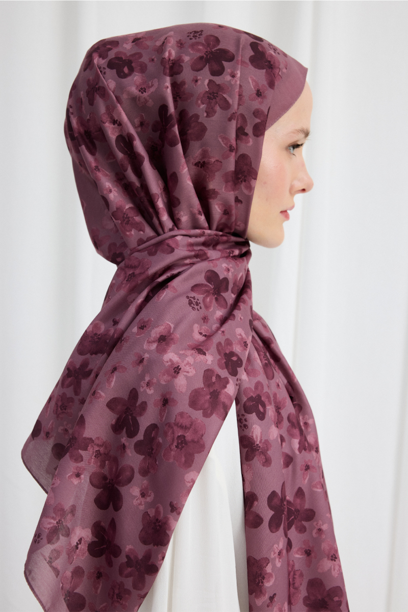 Blom Desen Soft Şal - Mor - 4