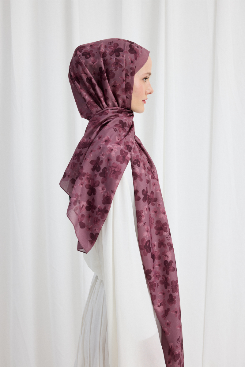 Blom Desen Soft Şal - Mor - 3