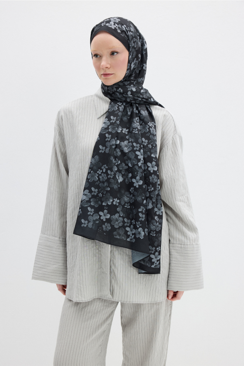 Blom Desen Soft Şal - Siyah - 2