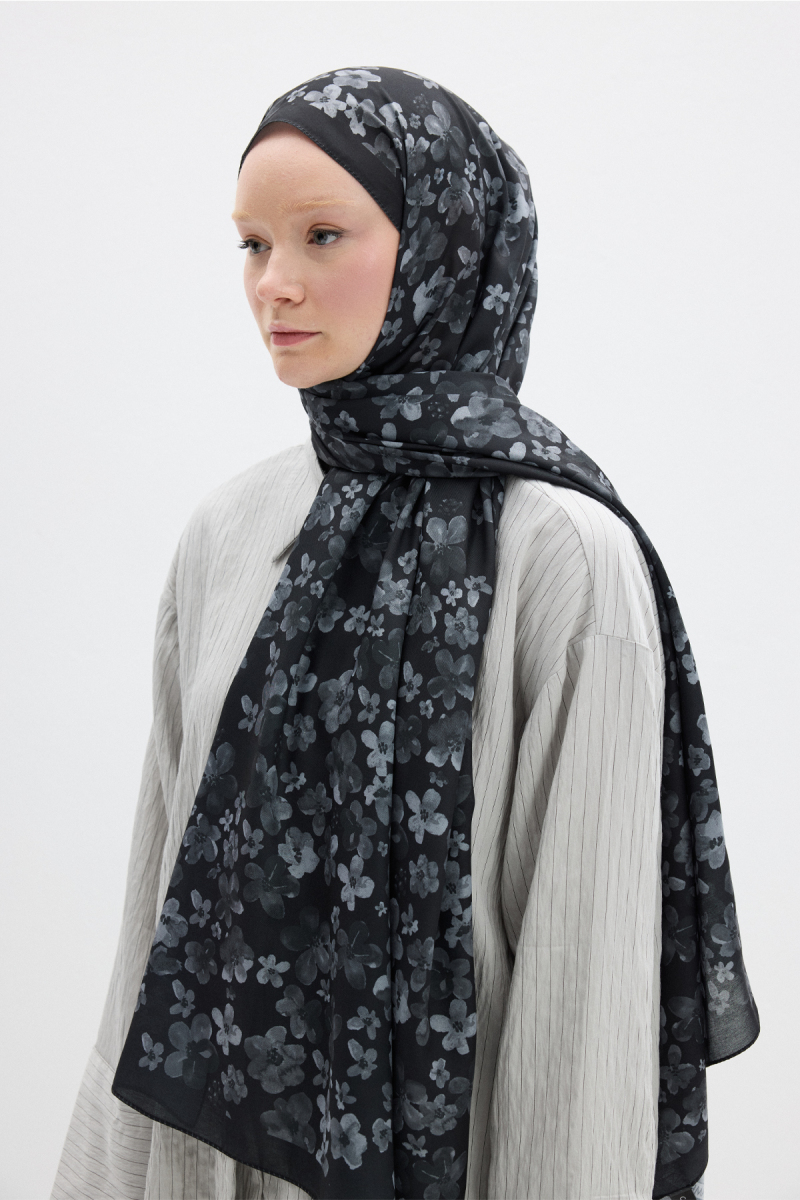 Blom Desen Soft Şal - Siyah - 3