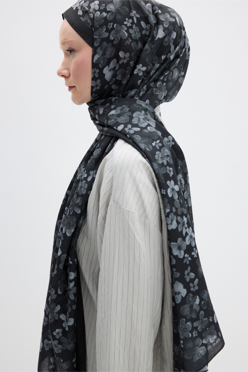 Blom Desen Soft Şal - Siyah - 4