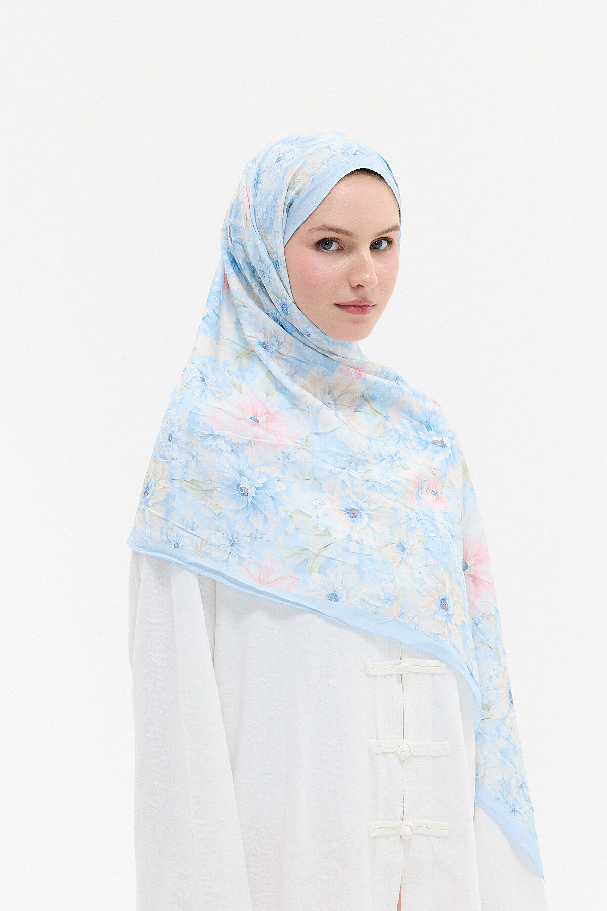 Bom Kraş Şal - Mavi - Camellia Scarfs (1)