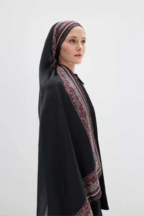 Border Shine Collection - Siyah Bordo - Camellia Scarfs (1)