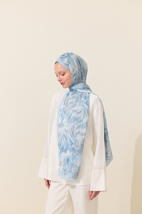 Brush Kraş Şal - Mavi - Camellia Scarfs (1)