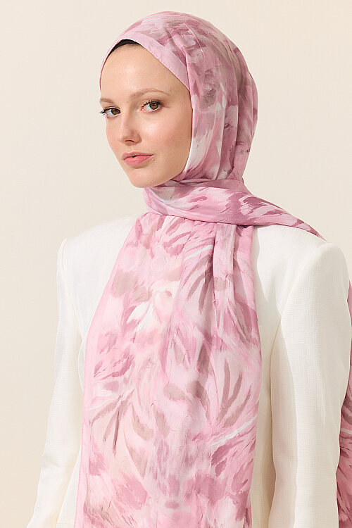 Brush Kraş Şal - Pembe - Camellia Scarfs (1)