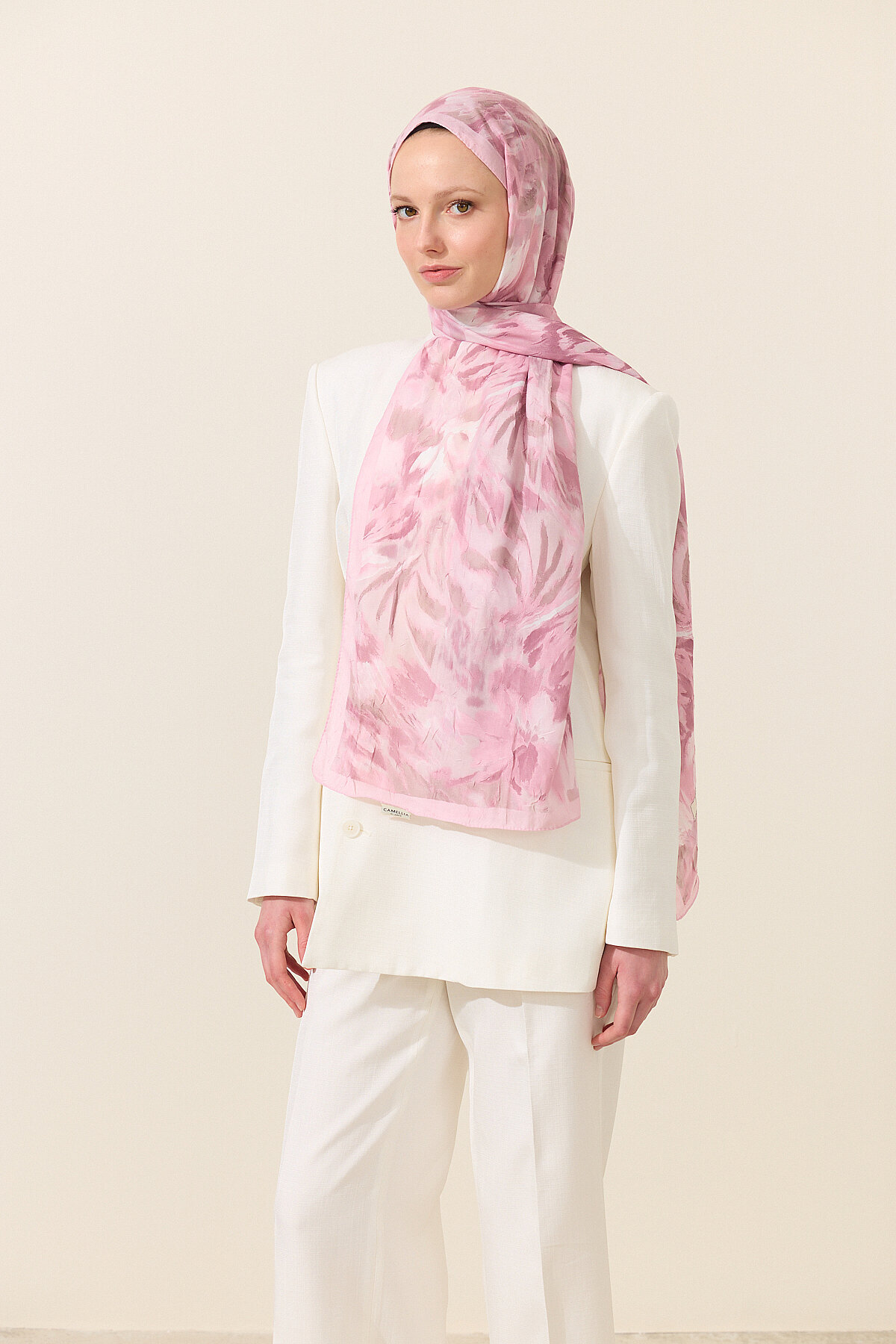 Brush Kraş Şal - Pembe - Camellia Scarfs