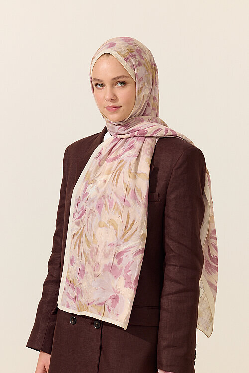 Brush Kraş Şal - Pembe Sarı - Camellia Scarfs