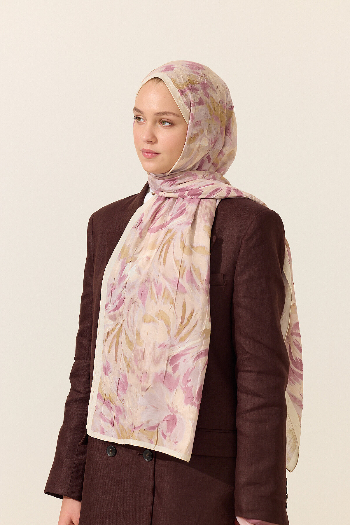 Brush Kraş Şal - Pembe Sarı - Camellia Scarfs (1)