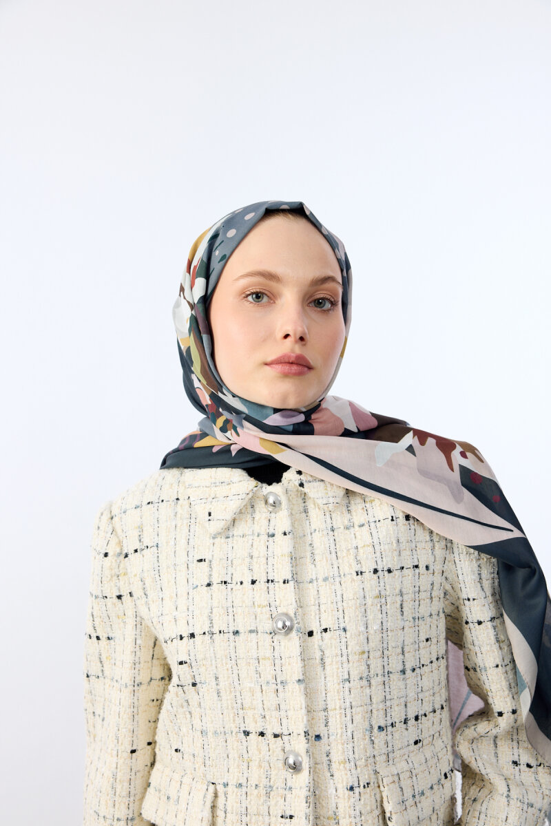 Camellia Desen Soft Şal - Gri Bej - 4