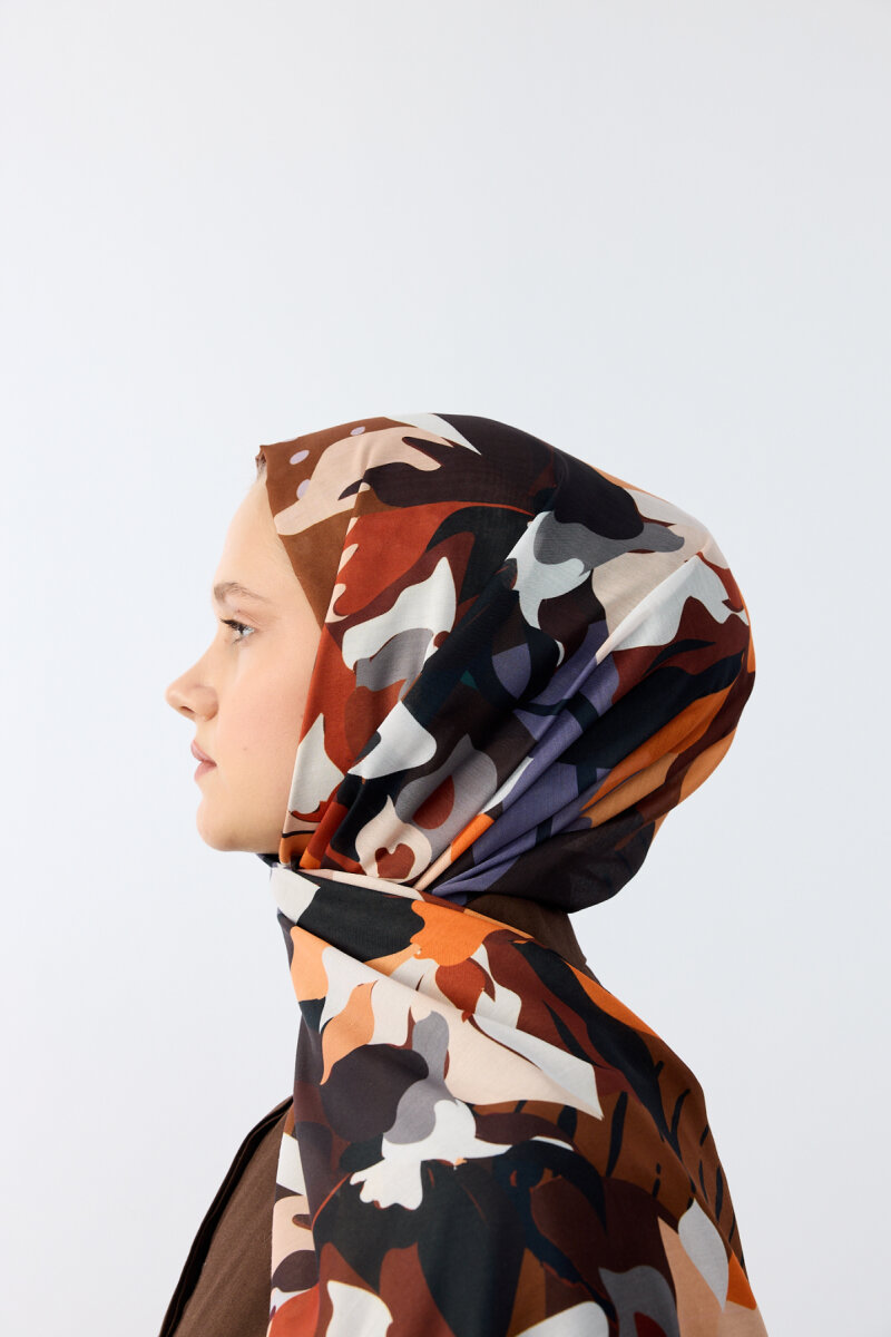 Camellia Desen Soft Şal - Kiremit - 4