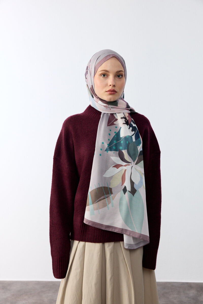 Camellia Desen Soft Şal - Pudra - 1