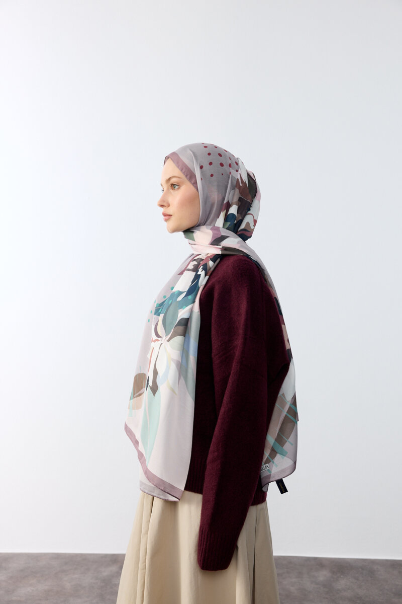 Camellia Desen Soft Şal - Pudra - 4