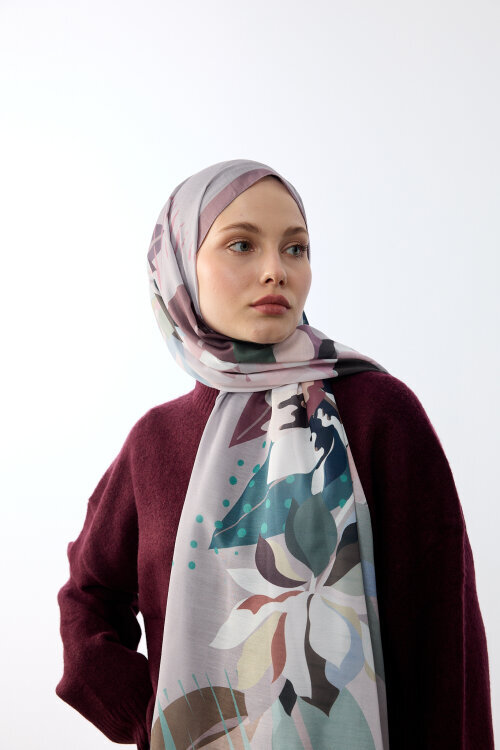 Camellia Desen Soft Şal - Pudra - Camellia Scarfs (1)