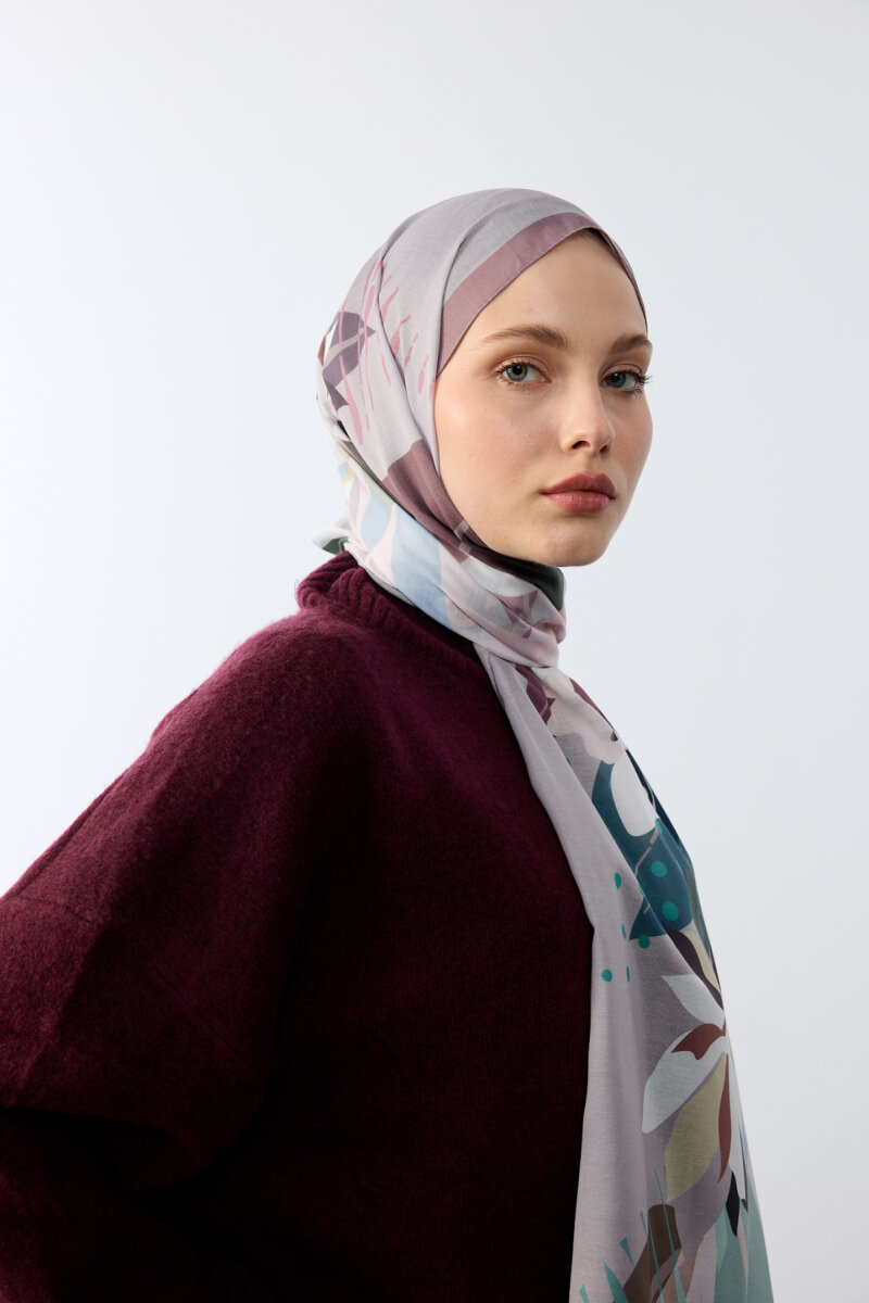 Camellia Desen Soft Şal - Pudra - 3