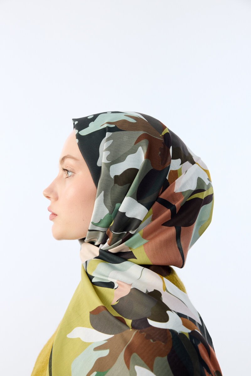 Camellia Desen Soft Şal - Yeşil - 4