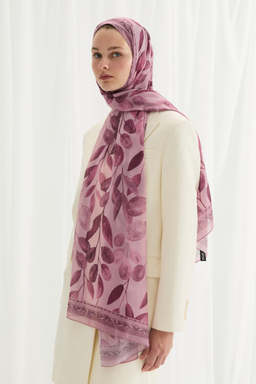 Camellia İpek Krep Şal - Pudra - Camellia Scarfs (1)