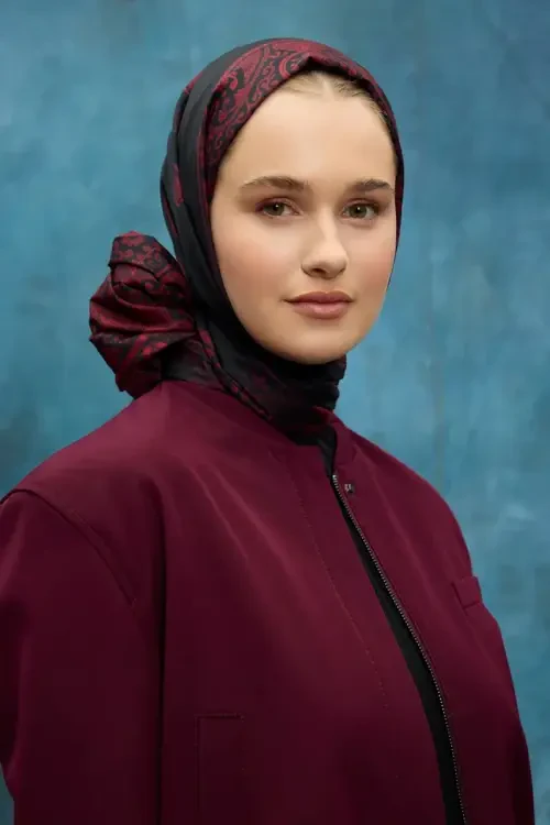 Classic Soft Collection - Siyah / Bordo - Camellia Scarfs (1)