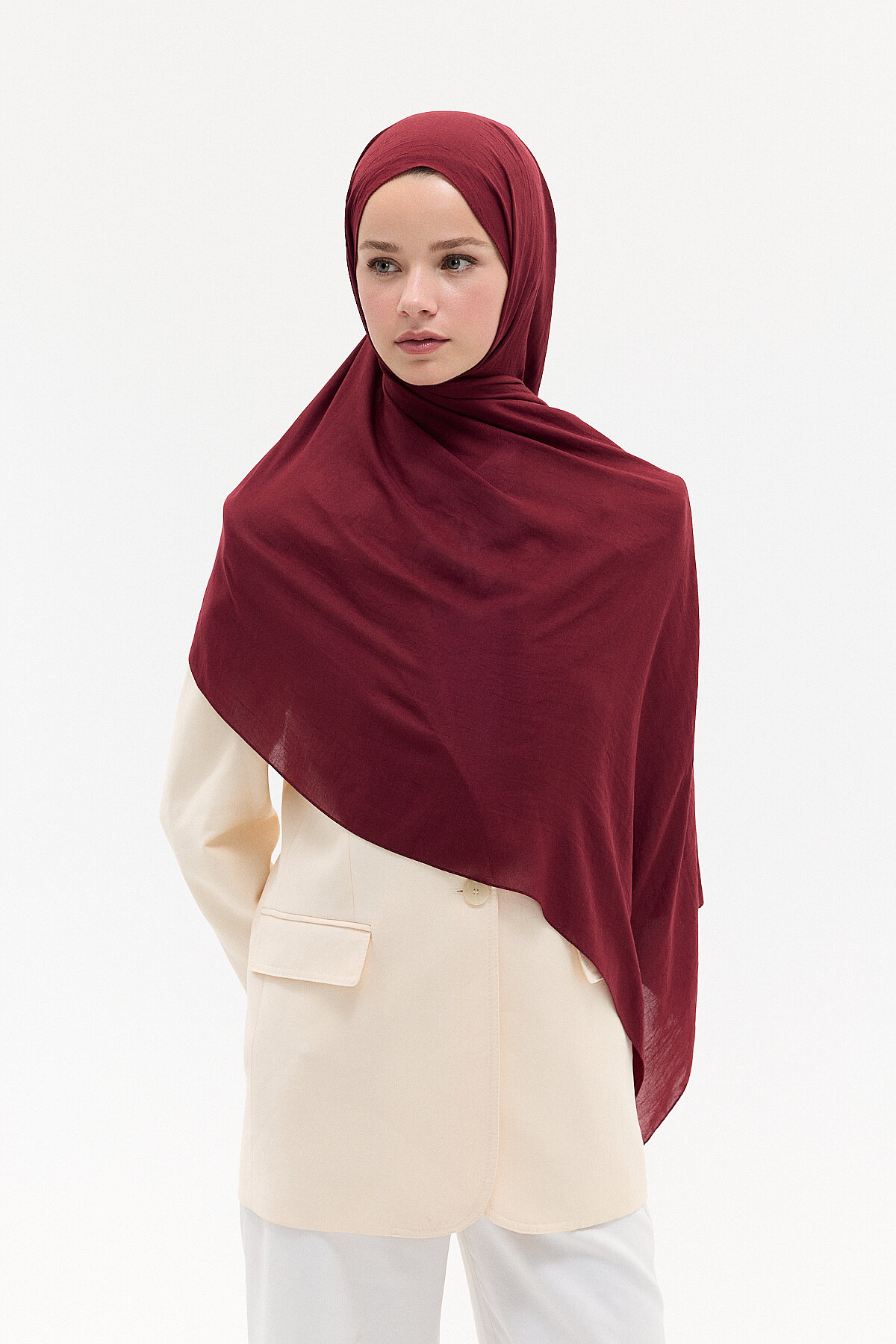 Comfort Cotton Şal - Bordo - Camellia Scarfs