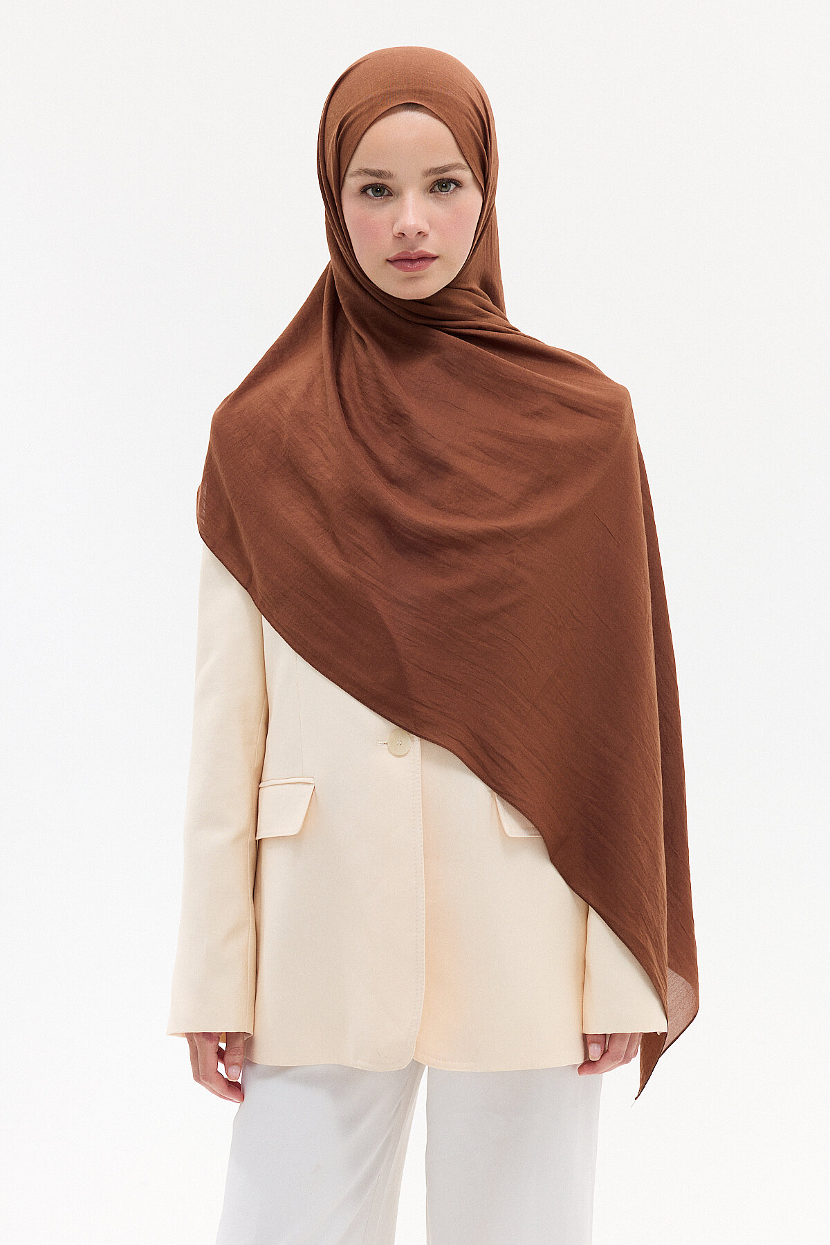 Comfort Cotton Şal - Kahve - Camellia Scarfs