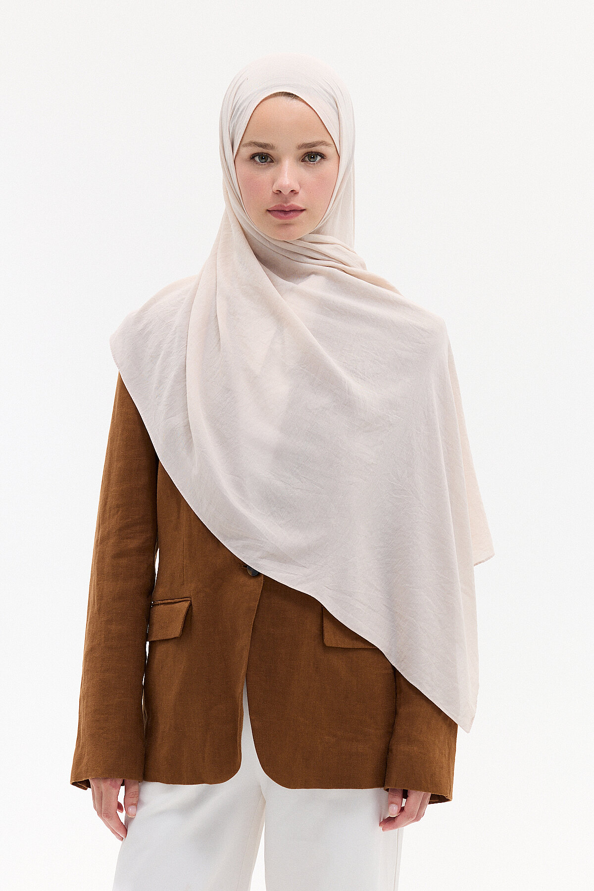 Comfort Cotton Şal - Krem - Camellia Scarfs