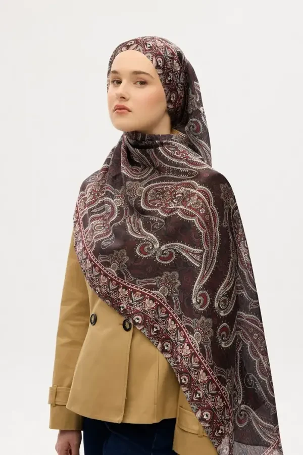 Cyristal Shine Şal - Bordo - Camellia Scarfs