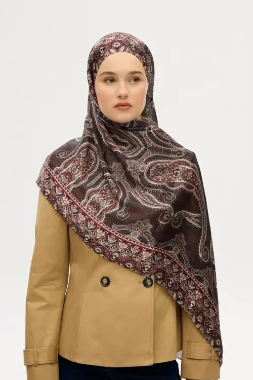 Cyristal Shine Şal - Bordo - Camellia Scarfs (1)
