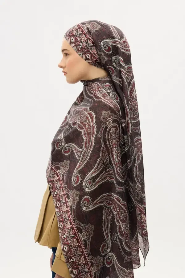 Cyristal Shine Şal - Bordo - 4
